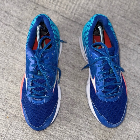 Mizuno Wave Rider 19 Women's Orange & Blue Running Shoe Size  9.8 - Picture 4 of 6